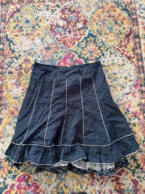 Y2K Coquette Cottagecore Lace Trim Ruffle Skirt Goth Romantic Mid Rise